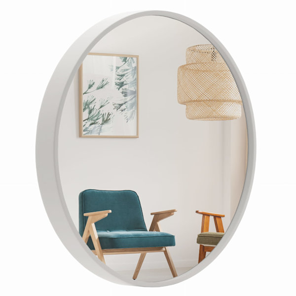 Round mirror 70 cm, MDF frame, white