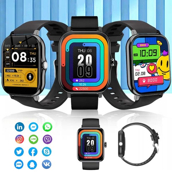 FitPro Bluetooth Smartwatch med 2 armbånd | Puls, blodtryk, søvn og bevægelse sort