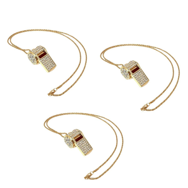 Halsband i guld-stil, utsökt diamantbesatt domarevisselpipa, söt strassvisselpipa, metallvisselpipa