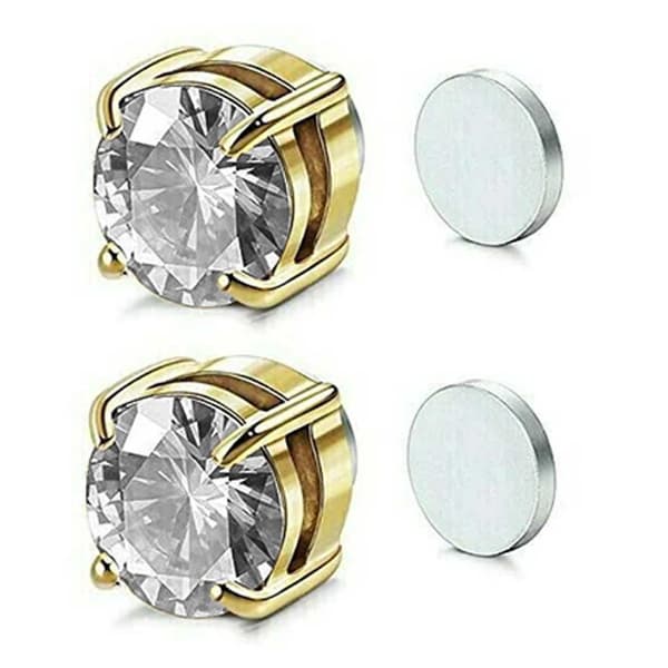 2-pak magnetisk piercing falsk ørering krystal guld