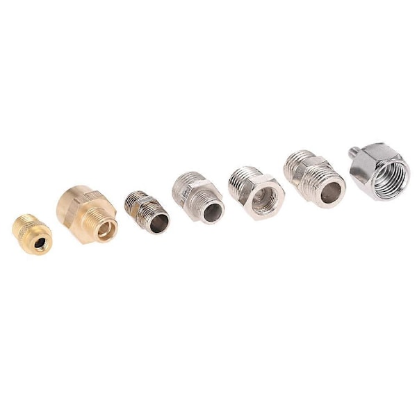 7 stk. Airbrush Adapter Kit Fittings Connector Sæt Til Kompressor & Airbrush Slange 2024THO