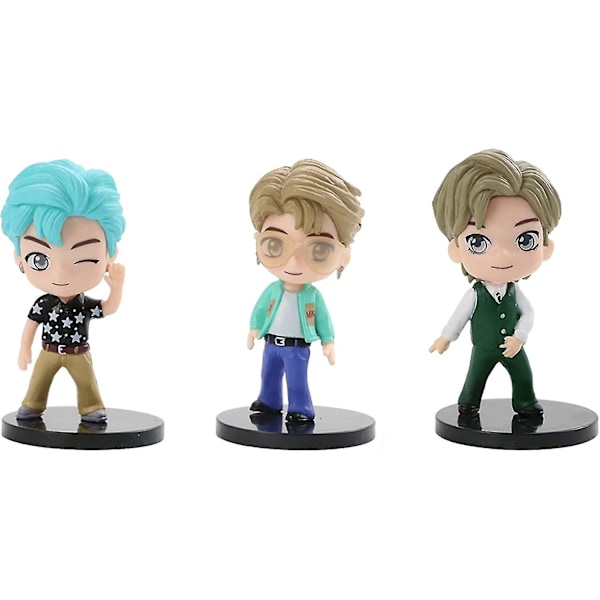 7-pack BTS-tårtdekorationer, PVC-modellleksaker, söta Bangtan Boys-grupper, A.r.m.y-actionfigurer, dockor, present till flickor - -