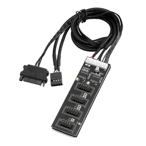 9-pinners USB-header splitter, USB 2.0-header splitter med SATA-strømkabel, intern USB-hub for CPU/RG