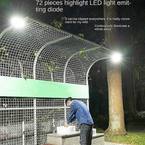 72 LED Solcelled Hagelys Klippsensor Lys Vanntett Campinglys for Gjerde Dekk Vegg Camping T