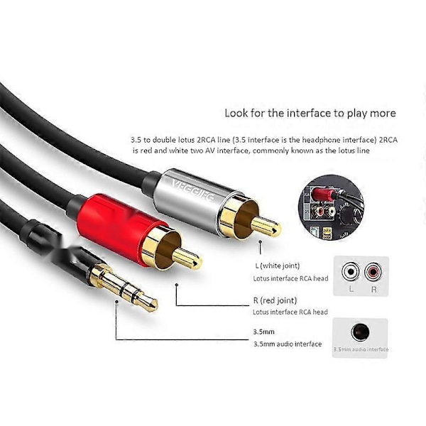 RCA-kabel 2RCA til 3,5 lydkabel 3,5 mm RCA Aux-kabel til telefon Edifer hjemmebiograf DVD 2RCA-lyd