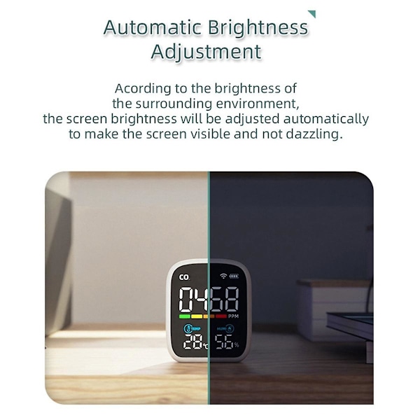Pv28 Smart Wifi Mini CO-detektor, 3-i-1 inomhusluftkvalitetsmonitor, CO-temperatur-fuktighetsmätare M