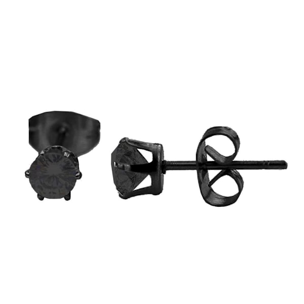 2-pack Black Piercing Earring Black Crystal 4mm