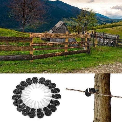 50x Klassisk Ringisolator, Fremragende Kvalitet, Sort Farve til Elhegn