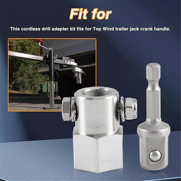 Sladdlös Borr Adapter Borrbit Adapter med 1/2 Tums Socket Bit för Trailer Jack Vevarm