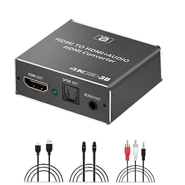 HDMI Audio Extractor HDCP CEC + Optisk TOSLINK SPDIF + 3.5mm RCA Audio Converter 4K x 2K 3D HDMI Au