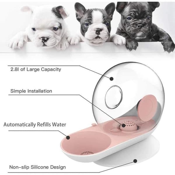 Elektrisk-fri Kattevandfontæne, Automatisk Gravitationsfoderautomat, Vandskålsdispenser til Hunde og Katte - Pink