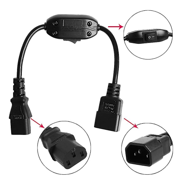 Pdu Ups Iec 320 C14 Hane till C13 Hona Förlängningssladd Med På/Av-brytare 30cm