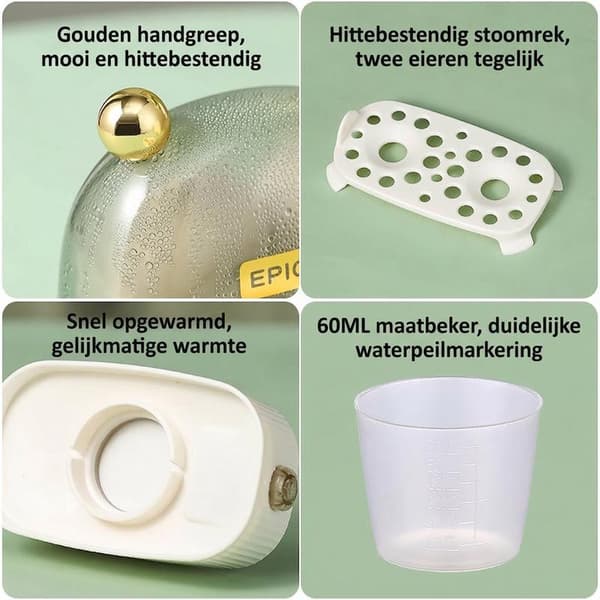 Egg Cooker - Mini Electric Egg Cooker - Electric Egg Cooker - Suitable for 2 Eggs - Fast, Portable & Automatic Shut-off - For Kitchen & Dorm Room