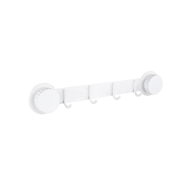 Suction Cup Hanger - Single Hook with 4 Hooks: Strong Grip, Reusable, Perfect for Kitchen and Bathroom White