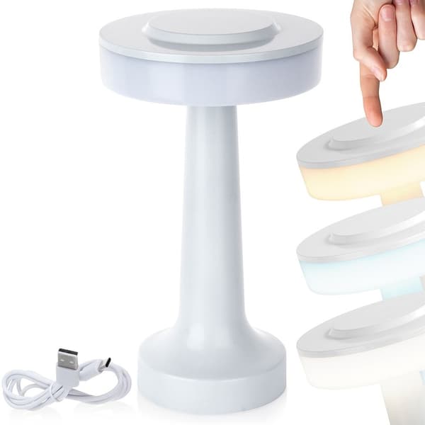 LED-bordlampe hvit trådløs 3 moduser 21 cm