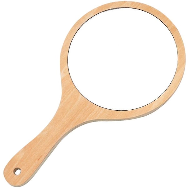 Puinen käsipeili puukahvalla, meikkipeili, 30,5 * 16,5 cm