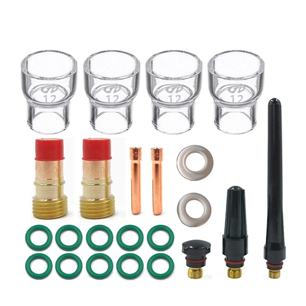 23-dels Tig Stubby Gaslins Tig-kollet 12 Pyrex-kopp Tig Gaslins Alumina Munstycke Kit för Db Wp17/18/26