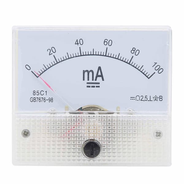 85C1 DC 0~100MA Pointer DC Amperemeter Strøm Panel Meter Måleinstrument