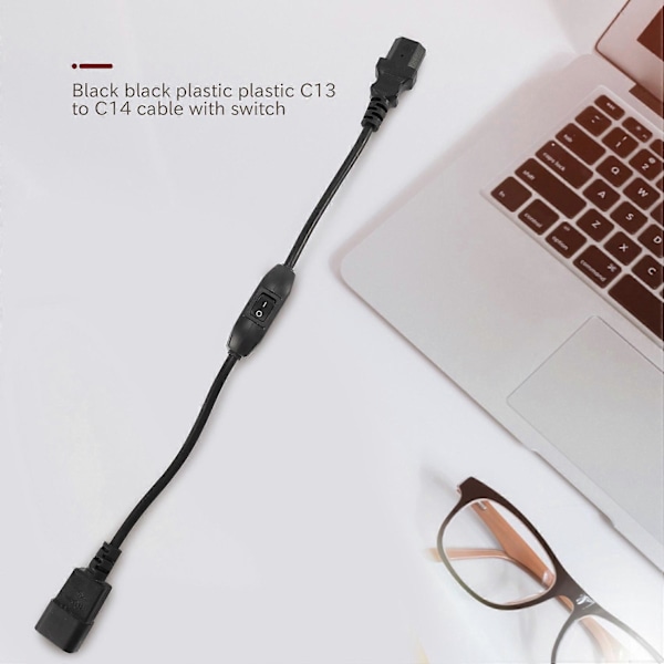 Speciel PDU UPS Strømkabel, IEC 320 C14 til C13 med On/Off kontakt 30cm Sort