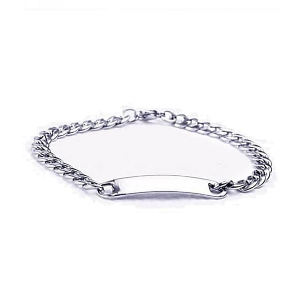 Kedja Armband Länk med ID Bricka Stål Silver