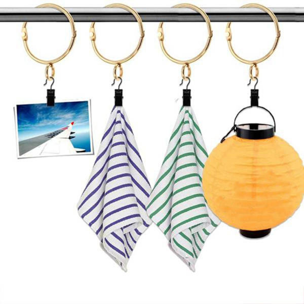30 stk. Åpningsbare gull gardinringer åpne og rustfrie metallgardiner med pinner (3,8 cm)
