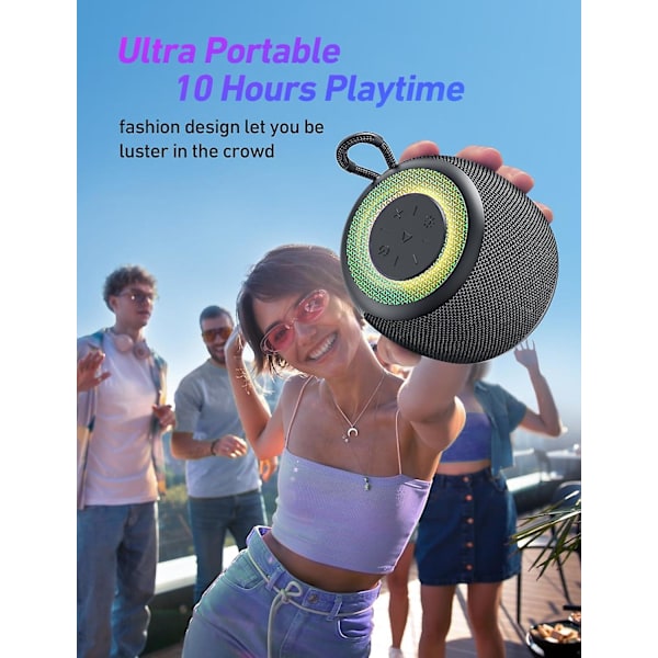 Bluetooth Højttaler Mini Bærbar Trådløs Udendørs Højttaler Med RGB Lys 360 Surround Stereo Bas Bluetooth V5.3