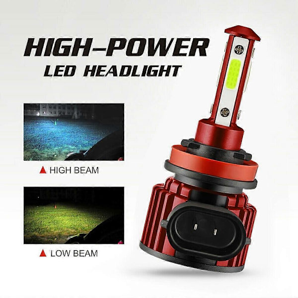 4-sidiga H8 H9 H11 LED-kombinationsljus Hög/Låg strålelampa Superljus Isblå 8000K