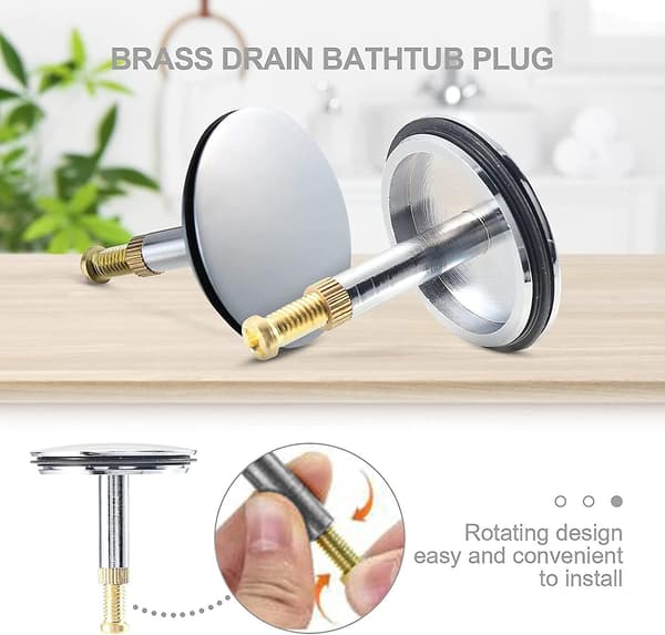 Universal Badekarpropp 43 mm, Forkrommet Messing Avløpspropp, Rustsikker, Høydejusterbar 50-55 mm