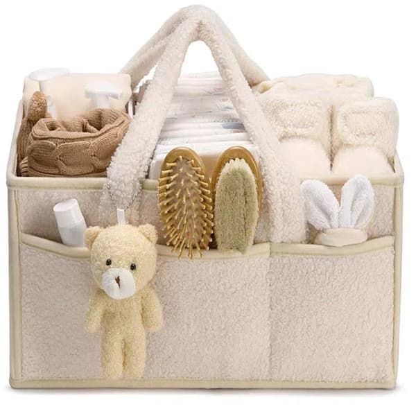 Diaper Storage Box Plush Diaper Caddy Diaper Bag Diaper Caddy Bear Shaped Diaper Storage Box Changing Table Storage Box, Multifunctional