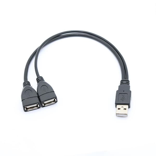 30cm Lengde Dobbel USB Port Utvider Hub Data Lader Strøm Split Adapter