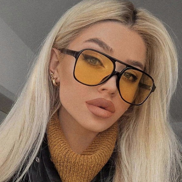 Vintage Aviator -aurinkolasit naisille ja miehille, 70-luvun lasit, retro, ylisuuret keltaiset linssit, sävyt 2025th