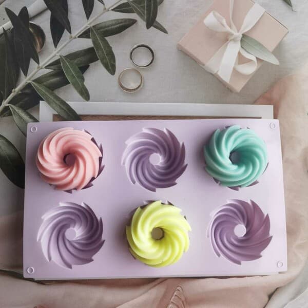 Silikonlysform Stearinlys DIY 6 stk Spiraler Donuts