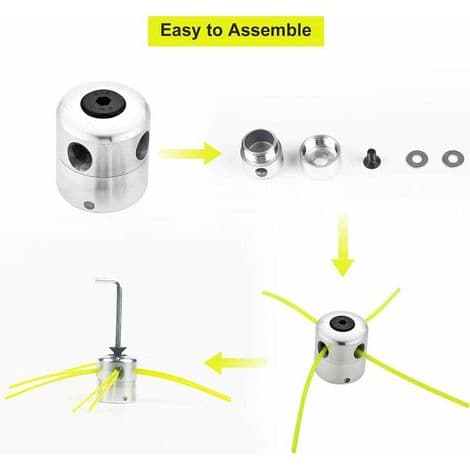 Universelt trimmerhode i aluminium, kanttrimmerhode, dobbeltråd, nylontrådhode for gressklipper, 1 trådhode + 4 tråder