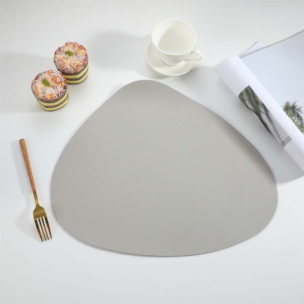 4-Pack Faux Leather Placemat Rounded Light Grey 43x36cm