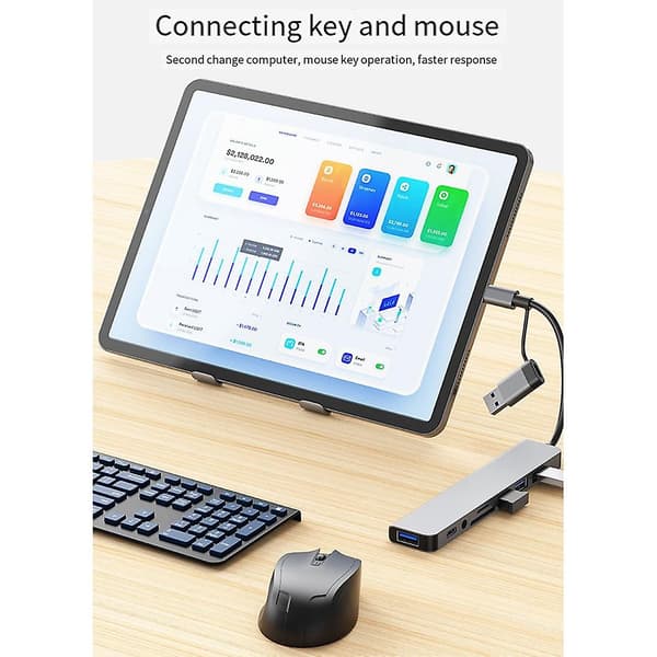 USB Docking Station, 8-i-1 Hub, med PD100W, SD/TF, Audio3.5, 4 USB Multi-Port Adapter, til Laptops, T