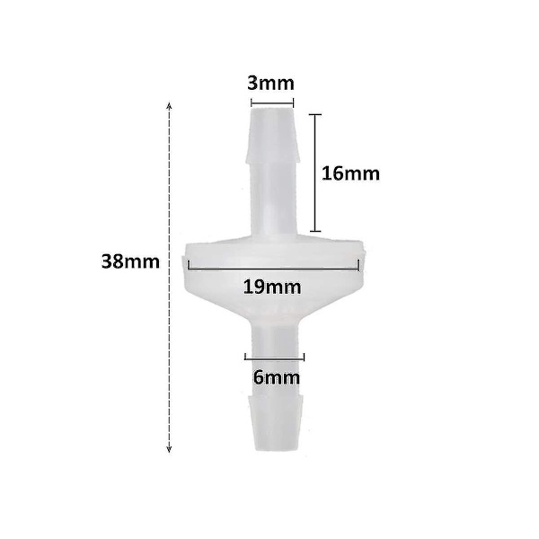 8 st 1/4 tums backventil 6 mm Pvdf envägsventil inbyggd backventil