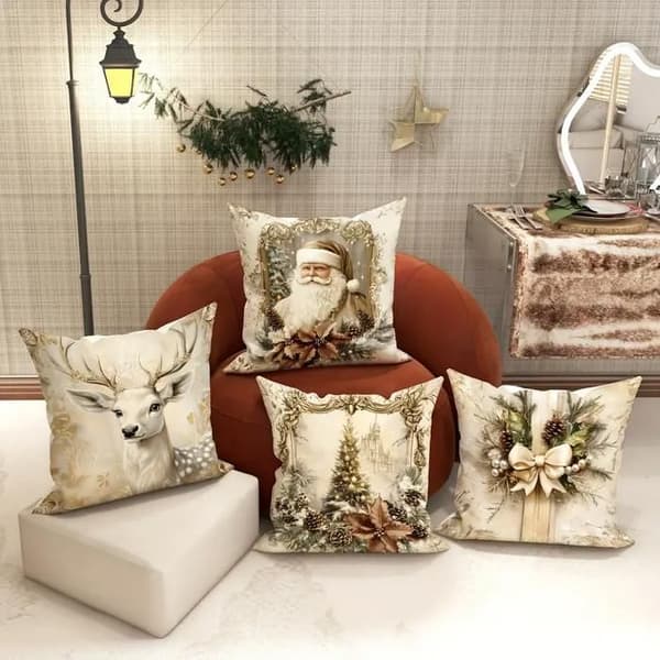 Kuddfodral - Vinter/Jul - 45x45cm - Enkelsidigt tryck - Vardagsrum/Sovrum