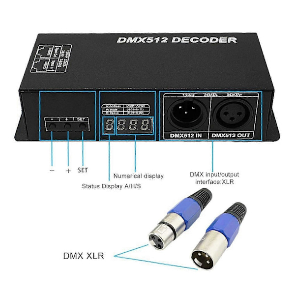 Højeffekt LED Controller LED 512 Decoder Lysdæmper Driver DC12V-24V Til LED RGB Strip Eller Lys (3 Kanaler)
