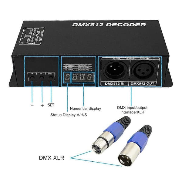 Høyeffekt LED Kontroller LED 512 Dekoder Dimmer Driver DC12v-24v For LED RGB Stripe Eller Lys (3 Kanaler)