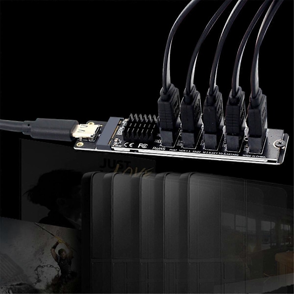 TYPE-C - SATA3.0 5 Portin Adapterimuunninkortti 6Gbps USB10G JM575+JMS580 SATA SSD HDD -laajennukseen