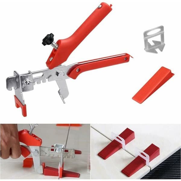 Kakelutjämningssystem - 300 delar - Röda clips - Återanvändbara verktyg - Precision