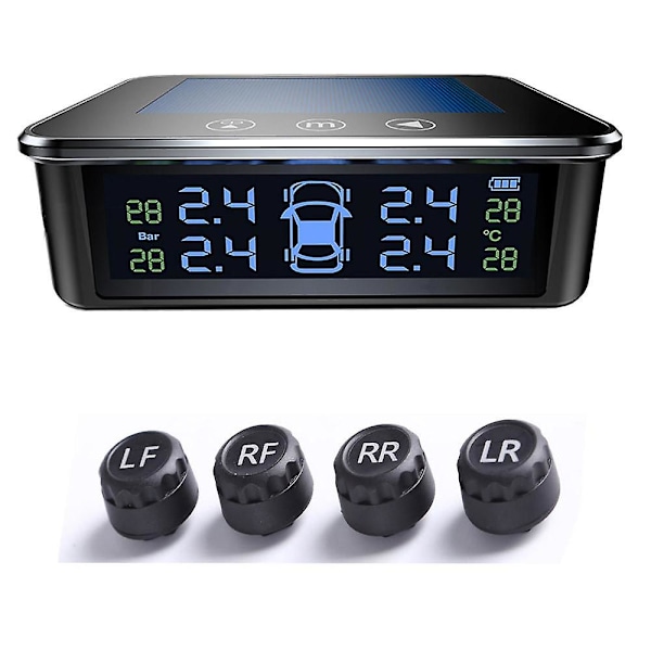 Solcellsdriven Smart Car Digital Däcktrycksövervakningssystem Tpms Däck Säkerhetsvarning Hög Temperaturvarning Externa Sensorer Md55