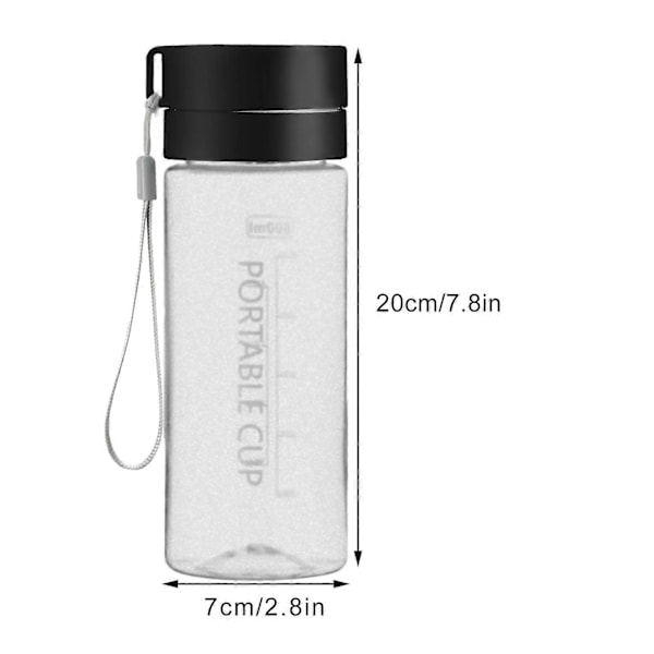 Dubbelkork Plastmugg Stor Kapacitet Student Fitness Sport Vattenmugg Portabel Vattenflaska - FÄRG: Matt Svart 600ML