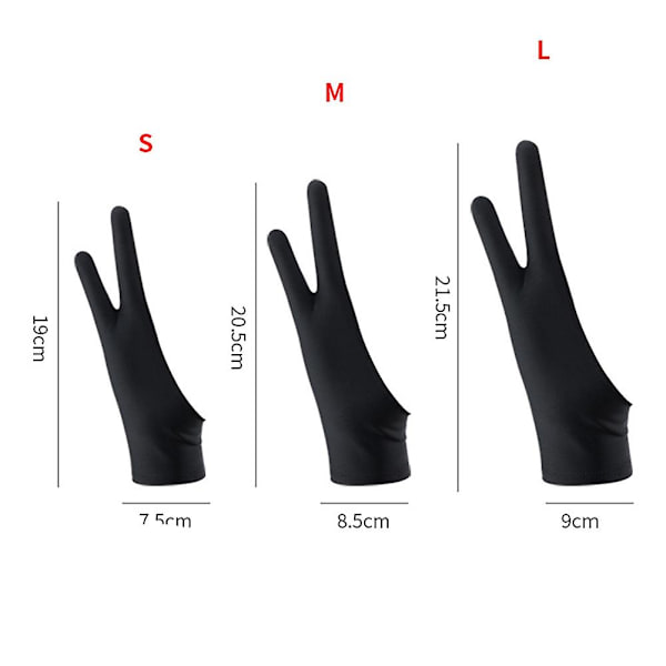 10-pack konstnärsritning 2-finger ritningshandskar för alla grafikplattor digital ritning (S)