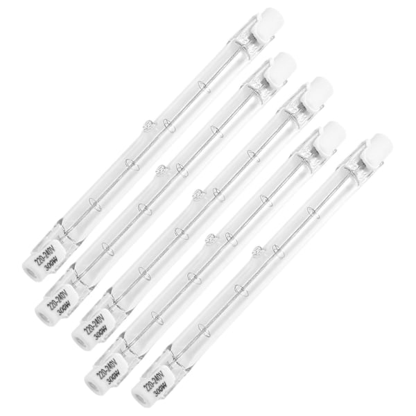 5-pakning R7S 118mm 300W 230V, R7S Halogen Lineær Lyspære, Dimbar Halogenlampe for Byggearbeid