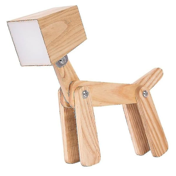 Modern Design Trä Skrivbordslampa LED Djur Hundlampa Dimmer Bordslampa Belysning För Barn Pojkar Vardagsrum