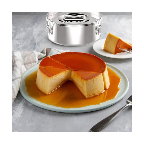 Flan Pan Flanera Form, Rustfri Stål Flan Form med Låg - Flan Maker til 6 Quart Gryde