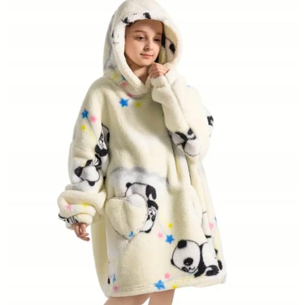 Tæppe Bluse Oversize Tæppebluse Børn 2-i-1 Panda Koala Lang Pyjamas Lille Tæppe