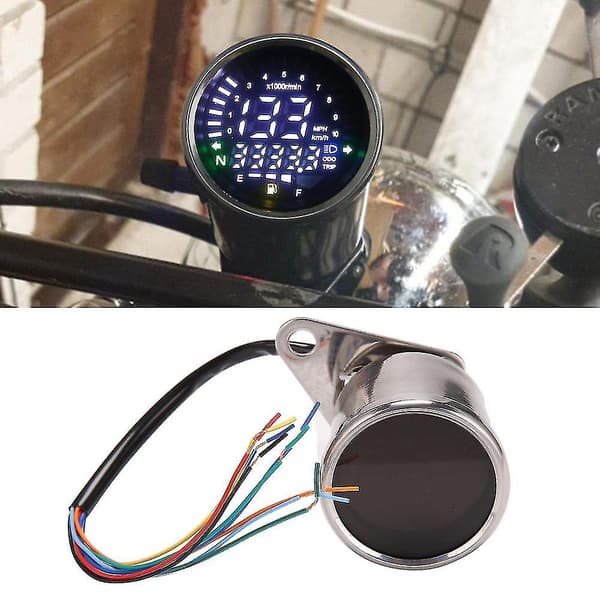 Universal Motorcykel Måler Speedometer Digital Odometer Rund Hastighedsmåler Til , Krom