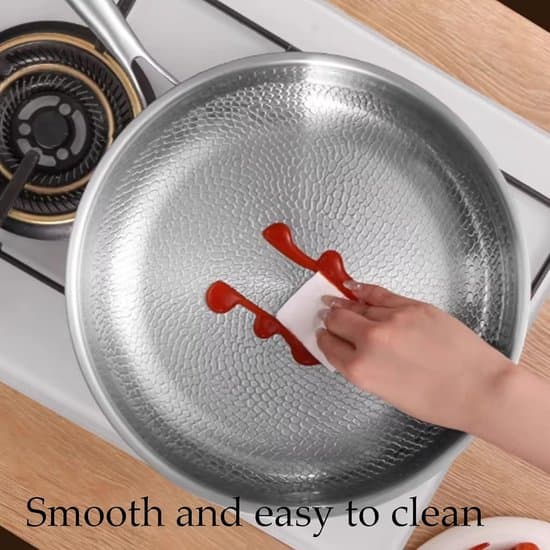 1 Hammered Titanium Frying Pan - 26cm Untreated Scratch-Resistant Non-Stick Silver (Without Lid)